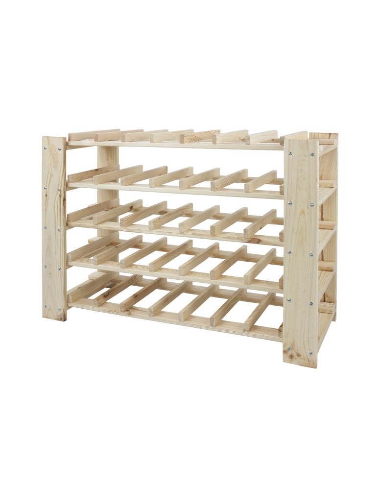 Regały - MAXI Regał Drewniany na 35 butelek 64x80x30 cm Surowy - product b2b.wamar.biz 4