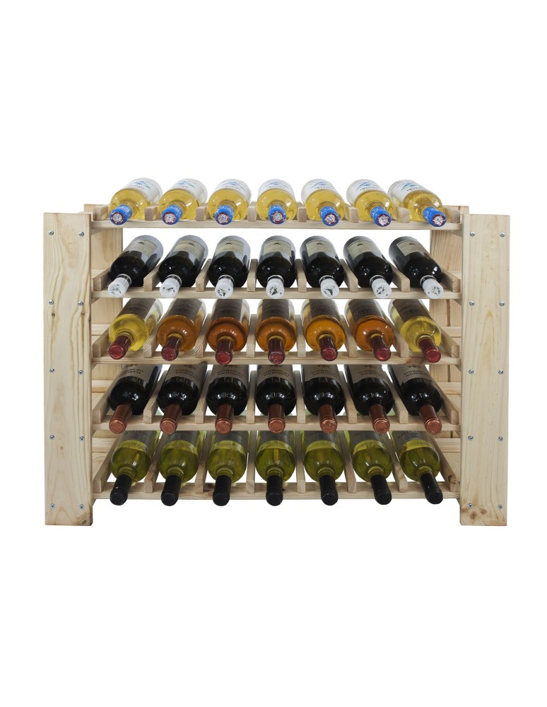 Regały - MAXI Regał Drewniany na 35 butelek 64x80x30 cm Surowy - product b2b.wamar.biz 6