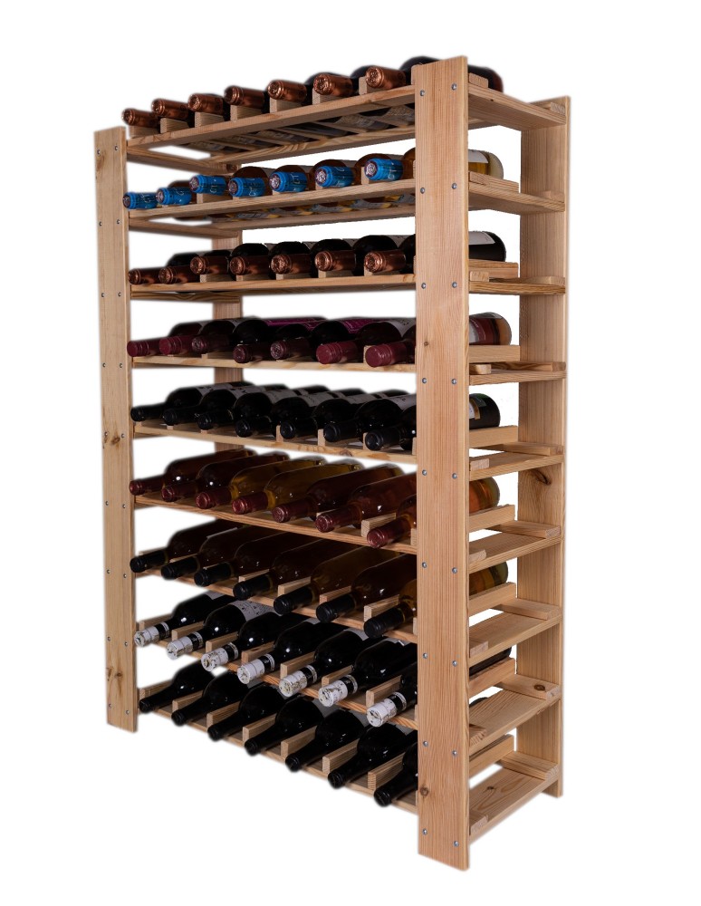 Regały - MAXI Regał Drewniany na 63 butelki 115x80x30 cm Surowy - product b2b.wamar.biz 5