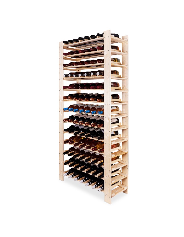 Regały - MAXI Regał Drewniany na 91 butelek 166,4x80x30 cm Surowy - product b2b.wamar.biz 5