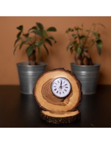 Zegary i Stacje Pogodowe - Zegar Stojący na Kominek /Dębowy z Korą - product 7