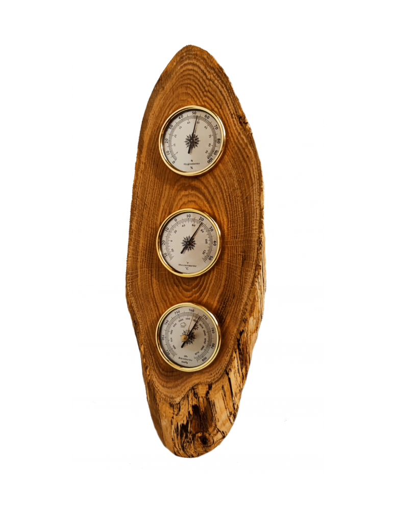 Zegary i Stacje Pogodowe - Drewniana Analogowa Stacja Pogodowa Higrometr/Barometr/Termometr - product b2b.wamar.biz 2