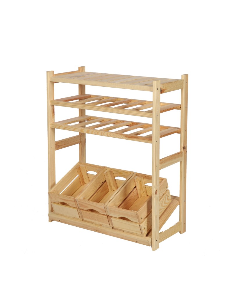 Regały - Regał drewniany do spiżarni LSR P1W2S1 Naturalny - product b2b.wamar.biz 2