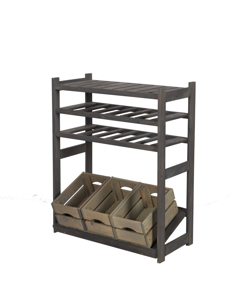 Regały - Regał drewniany do spiżarni LSR P1W2S1 Szary - produkt b2b.wamar.biz 4