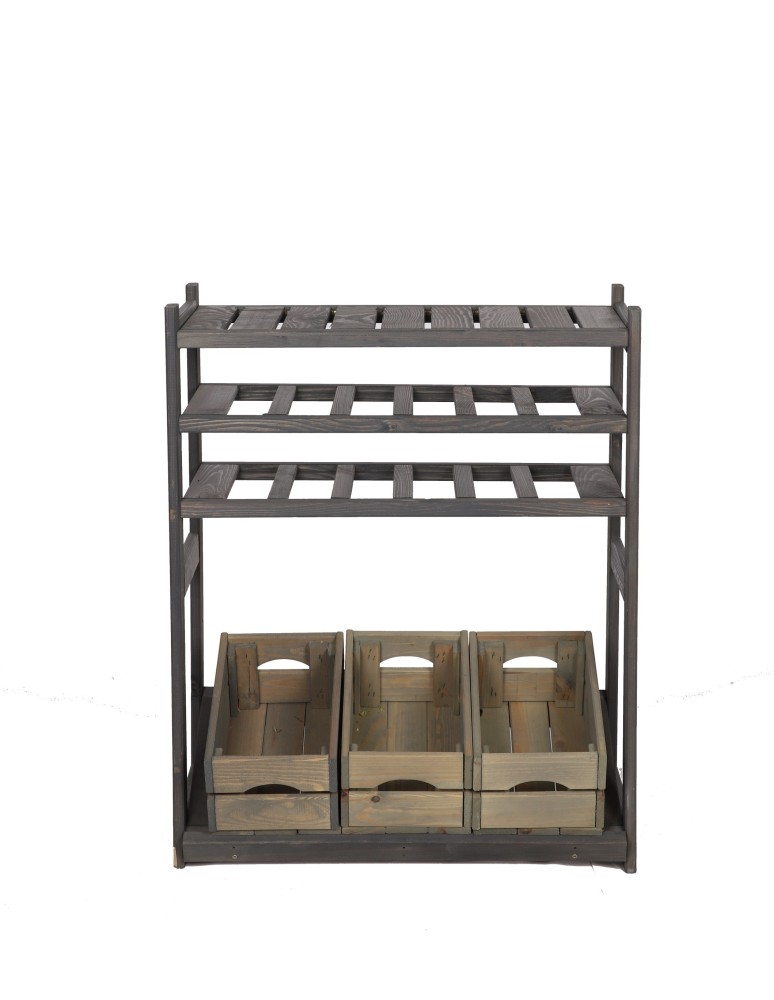 Regały - Regał drewniany do spiżarni LSR P1W2S1 Szary - produkt b2b.wamar.biz 5