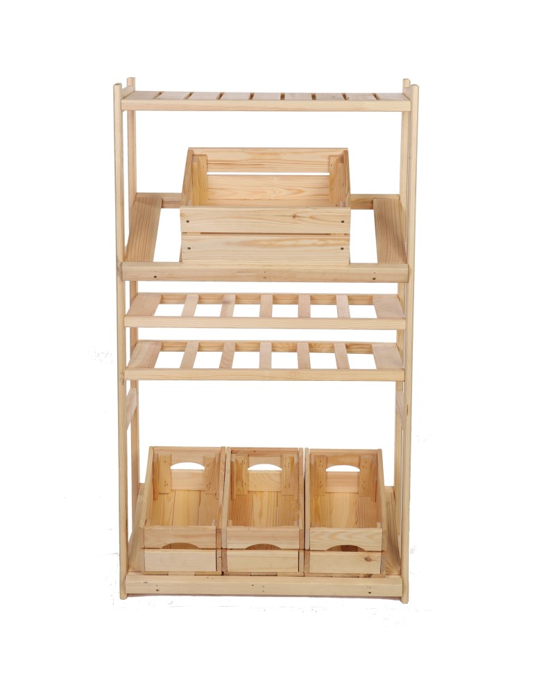 Regały - Regał drewniany do spiżarni LSR P1W2S2 Naturalny - produkt b2b.wamar.biz 3