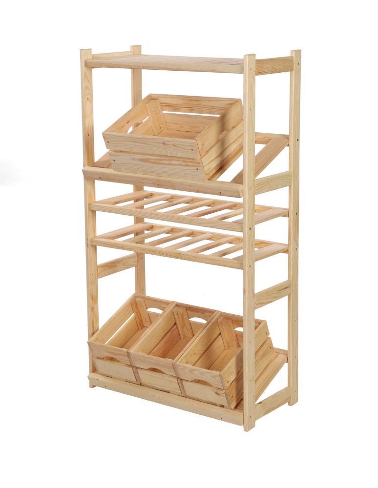Regały - Regał drewniany do spiżarni LSR P1W2S2 Naturalny - produkt b2b.wamar.biz 6