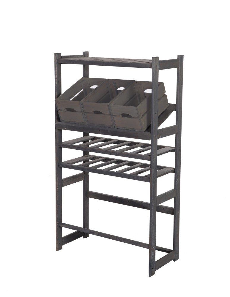 Regały - Regał drewniany do spiżarni LSR P1W2S2 Szary - product b2b.wamar.biz 2