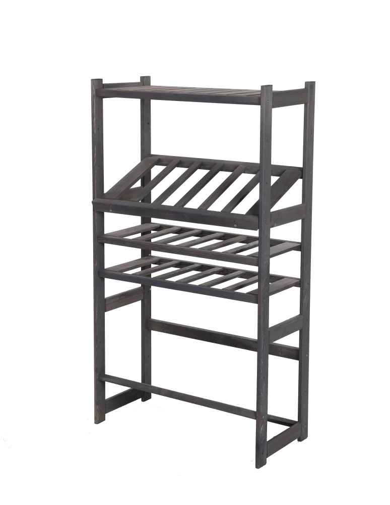 Regały - Regał drewniany do spiżarni LSR P1W2S2 Szary - product b2b.wamar.biz 3