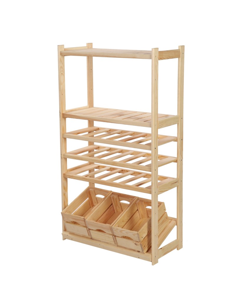 Regały - Regał drewniany do spiżarni LSR P2W3S1 Naturalny - product b2b.wamar.biz 2