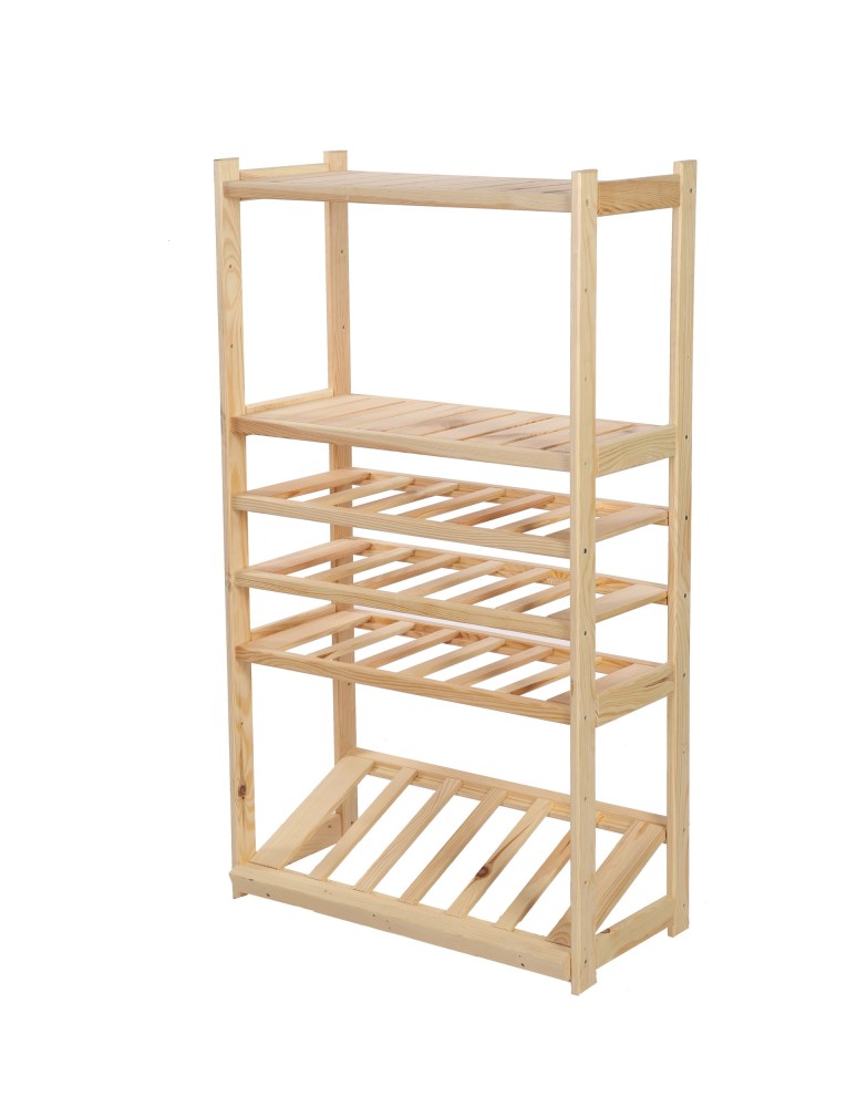 Regały - Regał drewniany do spiżarni LSR P2W3S1 Naturalny - product b2b.wamar.biz 3