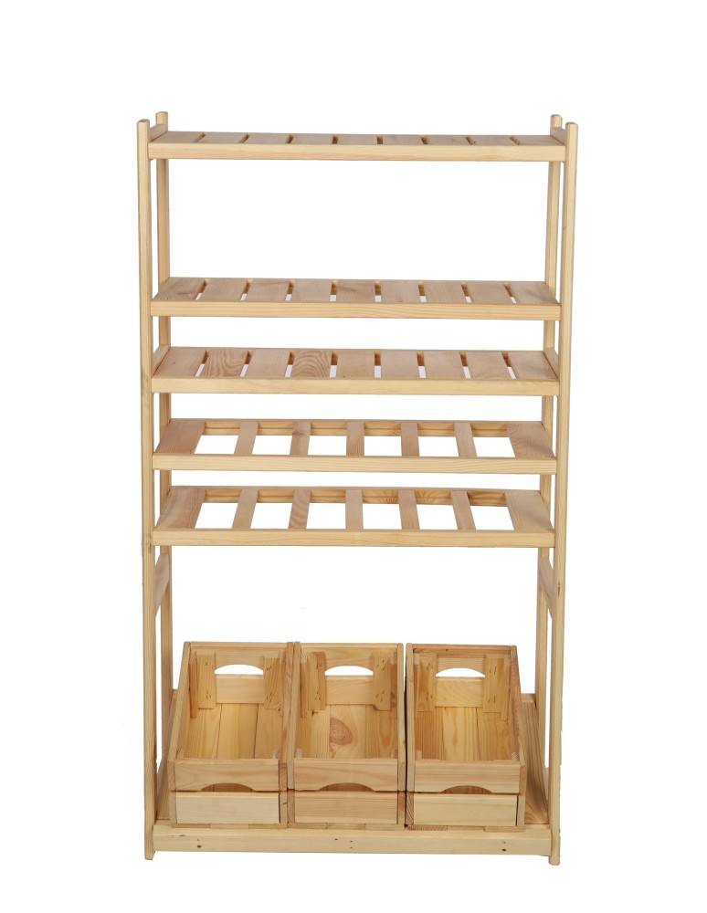 Regały - Regał drewniany do spiżarni LSR P3W2S1 Naturalny - produkt b2b.wamar.biz 6