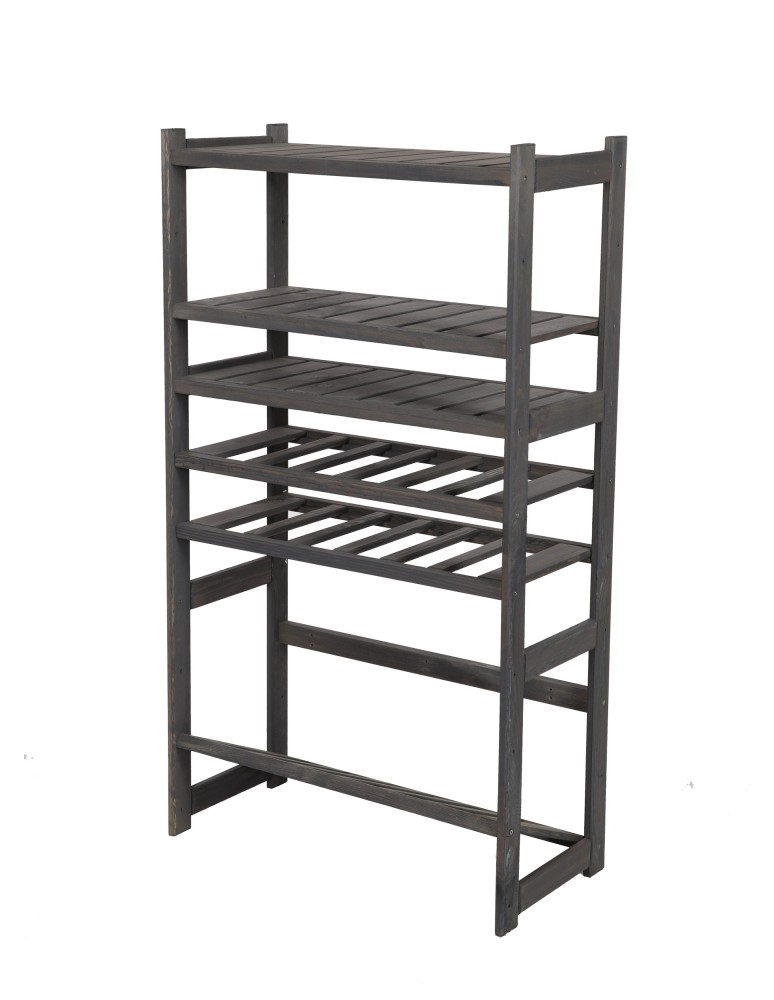 Regały - Regał drewniany do spiżarni LSR P3W2S1 Szary - product b2b.wamar.biz 4