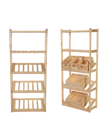 Regał drewniany do spiżarni LSR P2W0S3 Naturalny