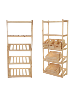 Regał drewniany do spiżarni LSR P2W0S3 Naturalny