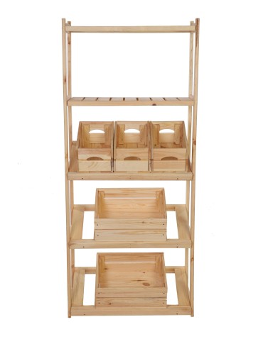 Regały - Regał drewniany do spiżarni LSR P2W0S3 Naturalny - produkt 6