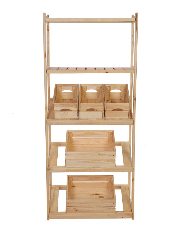 Regały - Regał drewniany do spiżarni LSR P2W0S3 Naturalny - produkt b2b.wamar.biz 6