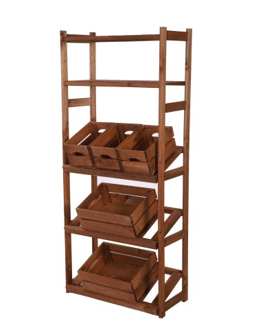 Regały - Regał drewniany do spiżarni LSR P2W0S3 Brązowy - product 4