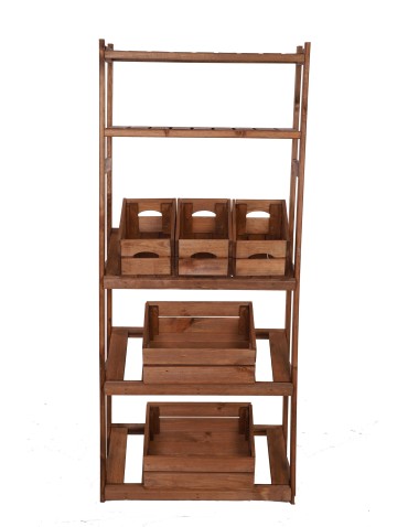 Regały - Regał drewniany do spiżarni LSR P2W0S3 Brązowy - product 5