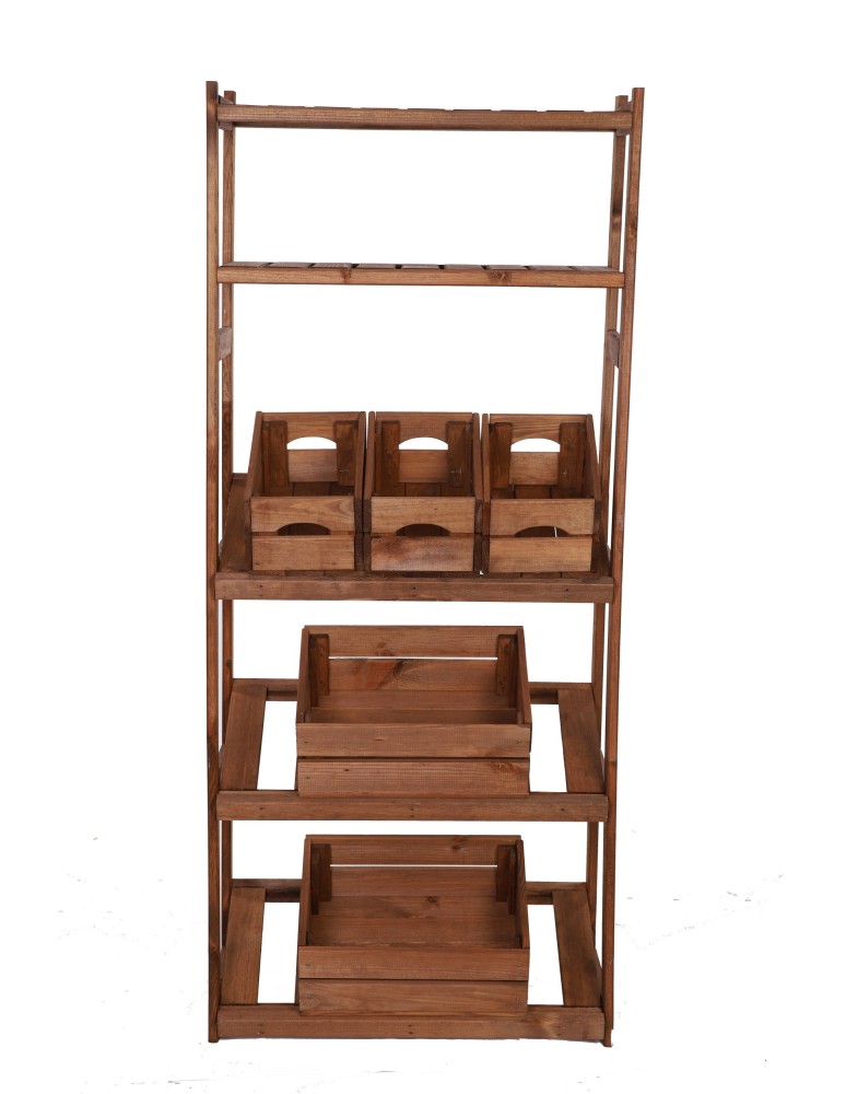 Regały - Regał drewniany do spiżarni LSR P2W0S3 Brązowy - product b2b.wamar.biz 5