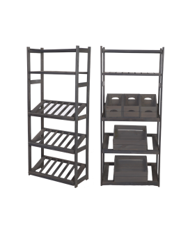 Regał drewniany do spiżarni LSR P2W0S3 Szary