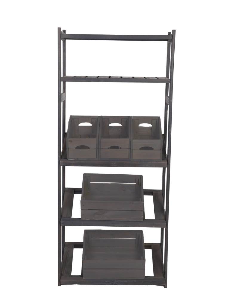 Regały - Regał drewniany do spiżarni LSR P2W0S3 Szary - product b2b.wamar.biz 2