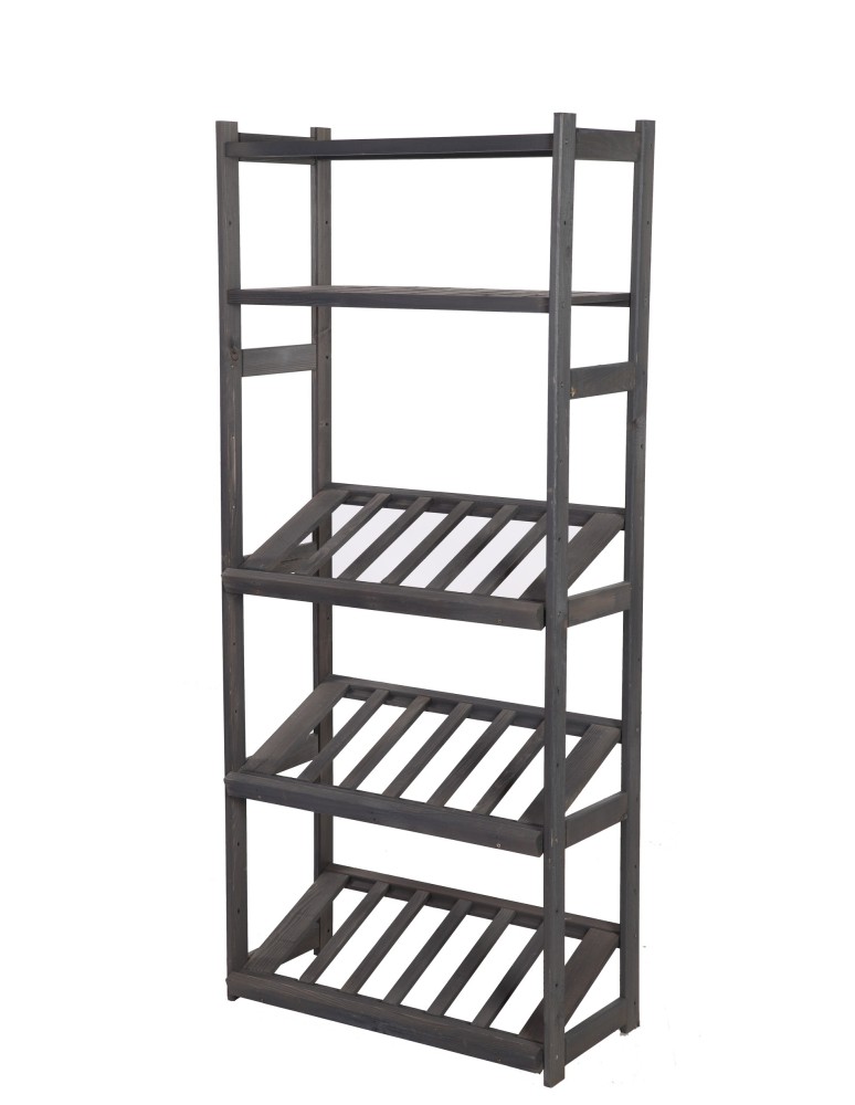 Regały - Regał drewniany do spiżarni LSR P2W0S3 Szary - product b2b.wamar.biz 4