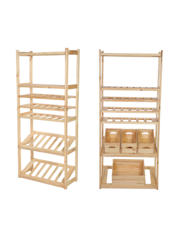 Regał drewniany do spiżarni LSR P2W3S2 Naturalny