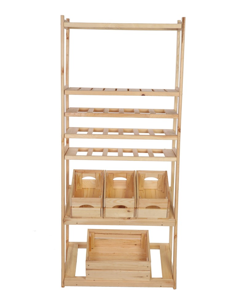 Regały - Regał drewniany do spiżarni LSR P2W3S2 Naturalny - product b2b.wamar.biz 4