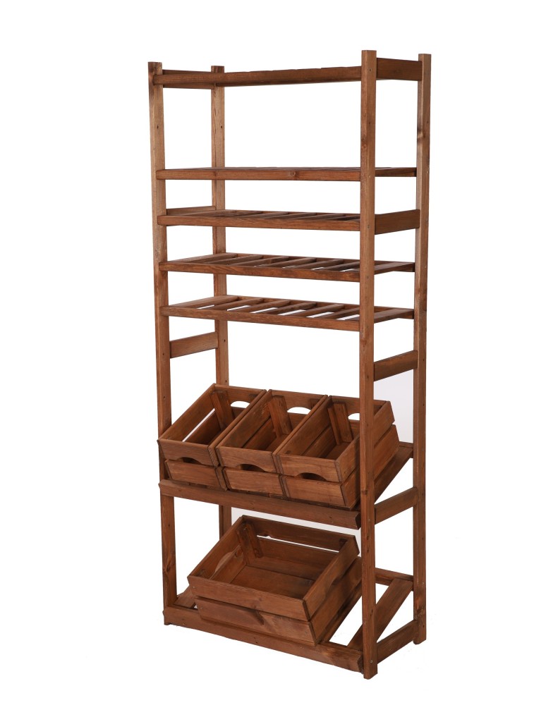 Regały - Regał drewniany do spiżarni LSR P2W3S2 Brązowy - product b2b.wamar.biz 6