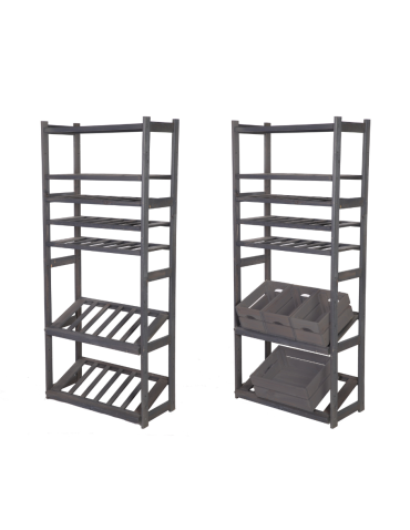 Regał drewniany do spiżarni LSR P2W3S2 Szary