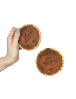 Zestaw 2 szt Okorowanych Podkładek na Stół /śr. 9-12 cm/ Drewno Akacji