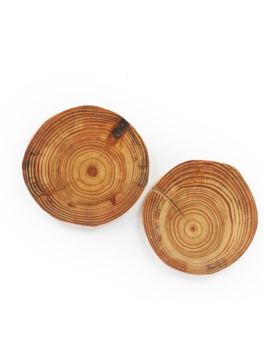 Plastry Drewna - Zestaw 2 szt Okorowanych Podkładek na Stół /śr. 12-15 cm/ Drewno Modrzewia - produkt 3