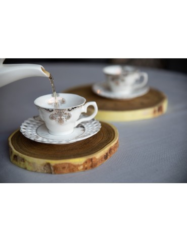 Plastry Drewna - Zestaw 2 szt Okorowanych Podkładek na Stół /śr. 9-12 cm/ Drewno Czeremchy - produkt 11