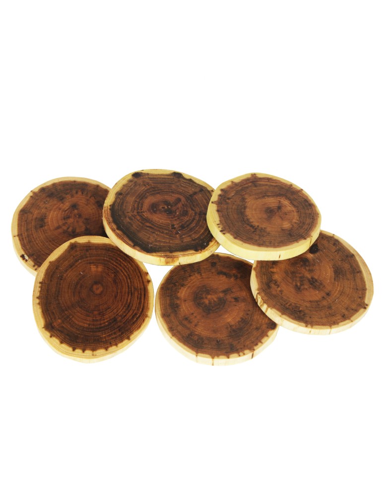 Plastry Drewna - Zestaw 6 szt Okorowanych Podkładek na Stół /śr. 9-12 cm/ Drewno Akacji - product b2b.wamar.biz 4