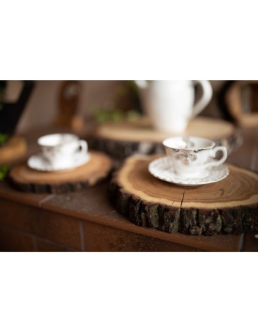 Plastry Drewna - Zestaw 6 szt Okorowanych Podkładek na Stół /śr. 9-12 cm/ Drewno Akacji - product 7