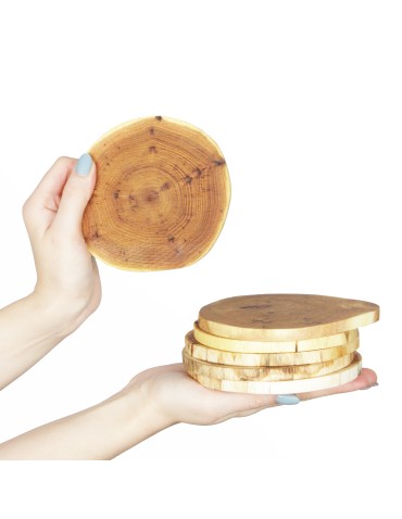 Zestaw 6 szt Okorowanych Podkładek na Stół /śr. 12-15 cm/ Drewno Akacji