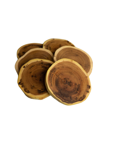 Plastry Drewna - Zestaw 6 szt Okorowanych Podkładek na Stół /śr. 12-15 cm/ Drewno Akacji - product 5