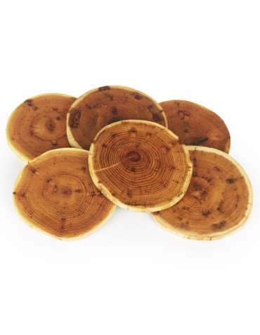 Plastry Drewna - Zestaw 6 szt Okorowanych Podkładek na Stół /śr. 12-15 cm/ Drewno Akacji - product 6