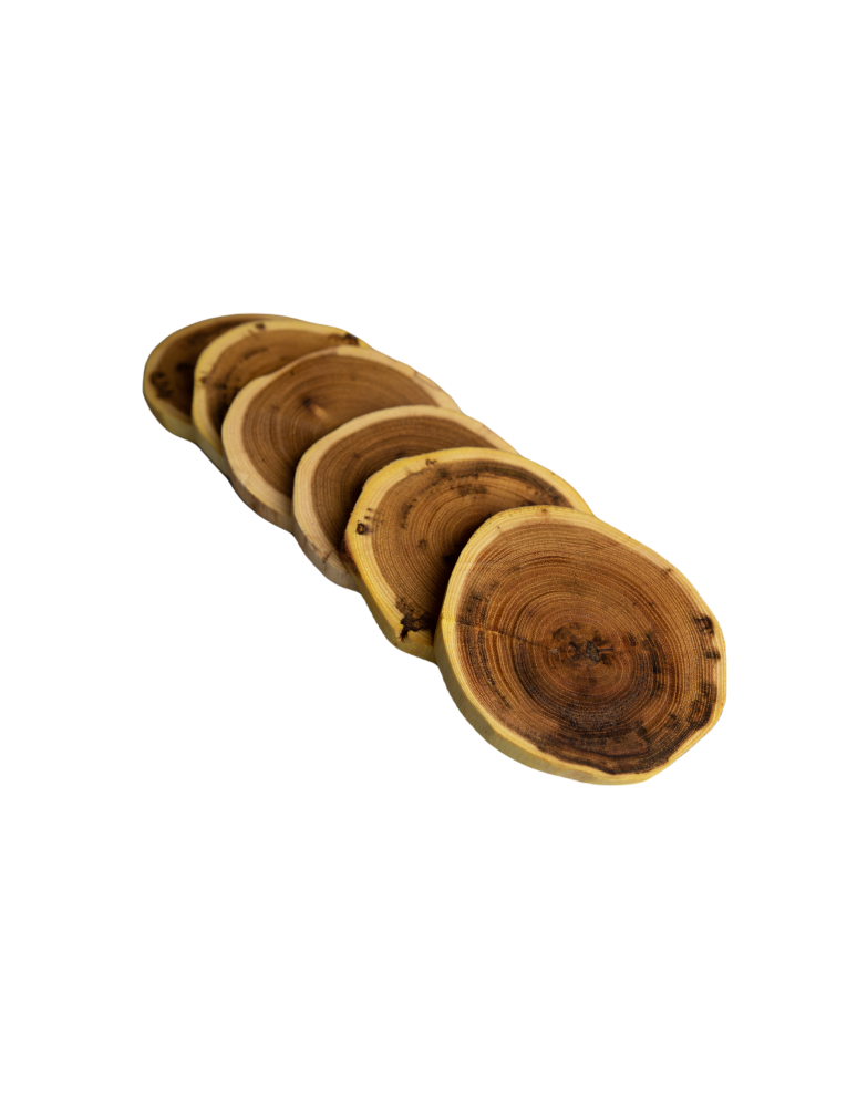 Plastry Drewna - Zestaw 6 szt Okorowanych Podkładek na Stół /śr. 12-15 cm/ Drewno Akacji - product b2b.wamar.biz 7