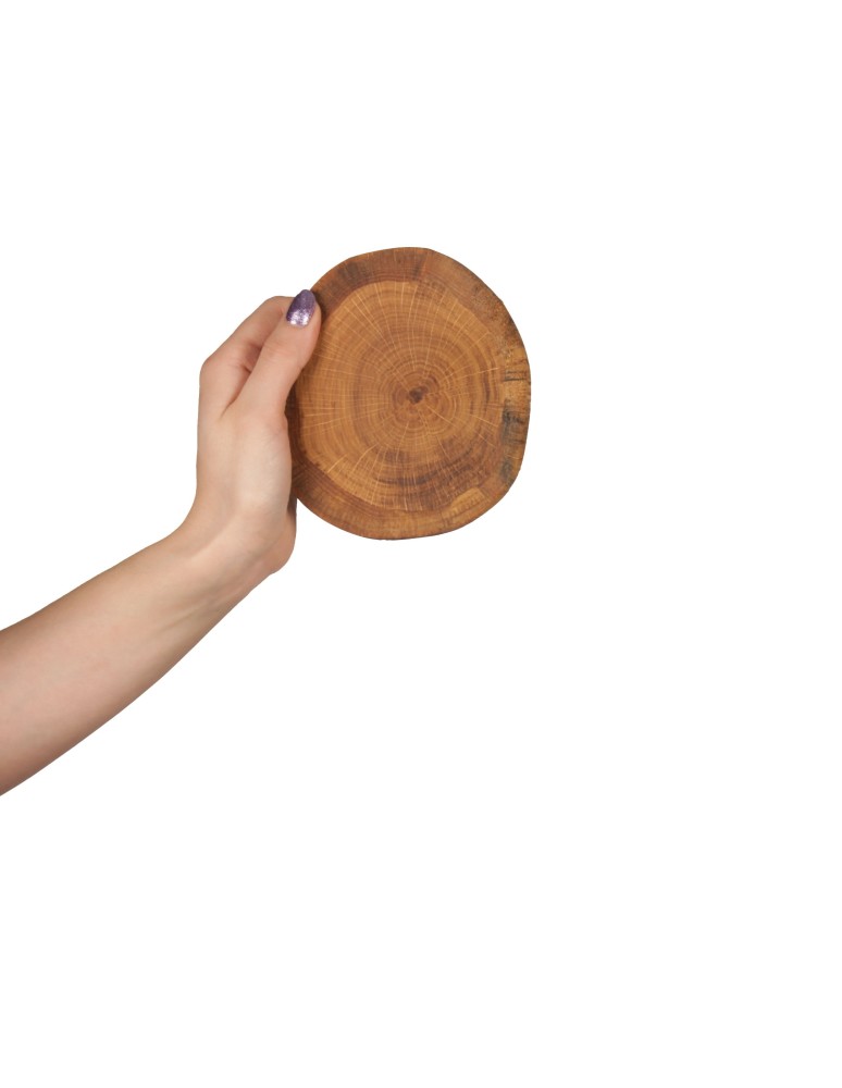 Plastry Drewna - Zestaw 6 szt Okorowanych Podkładek na Stół /śr. 9-12 cm/ Drewno Dębu - produkt b2b.wamar.biz 3