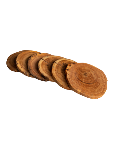 Plastry Drewna - Zestaw 6 szt Okorowanych Podkładek na Stół /śr. 9-12 cm/ Drewno Dębu - produkt 5