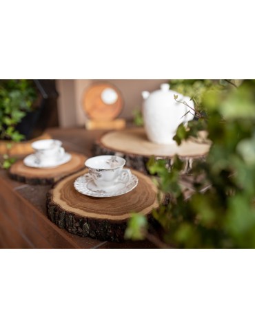 Plastry Drewna - Zestaw 6 szt Okorowanych Podkładek na Stół /śr. 12-15 cm/ Drewno Modrzewia - produkt 9