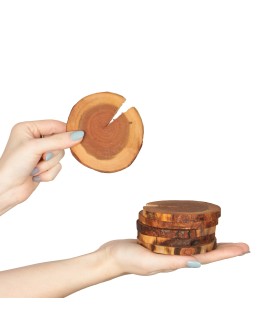 Zestaw 6 szt Okorowanych Podkładek na Stół /śr. 9-12 cm/ Drewno Czeremchy