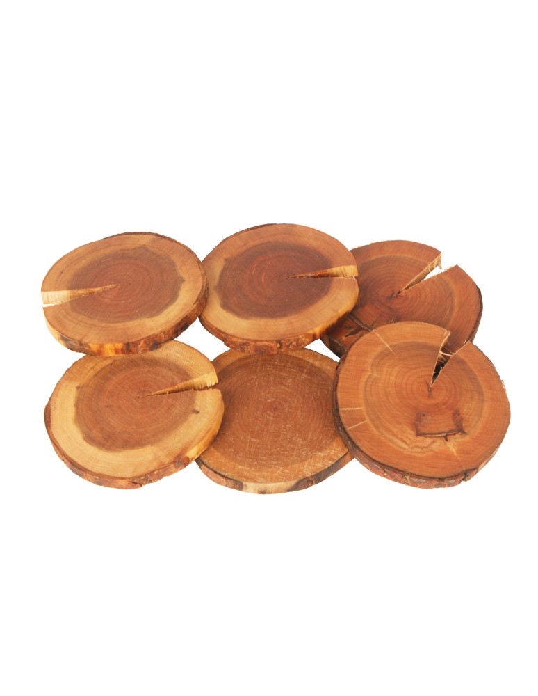 Plastry Drewna - Zestaw 6 szt Okorowanych Podkładek na Stół /śr. 12-15 cm/ Drewno Czeremchy - product b2b.wamar.biz 5