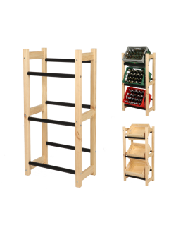 Stojak na Skrzynki (3szt) 108X53X32cm Naturalne Drewno/Czarny Plastik