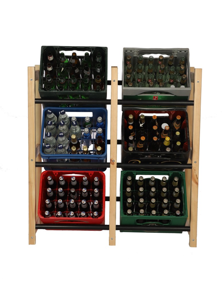 Regały - Regał na Skrzynki Transportowe (6szt) 108X102X32cm Naturalne Drewno/Plastik - product b2b.wamar.biz 4