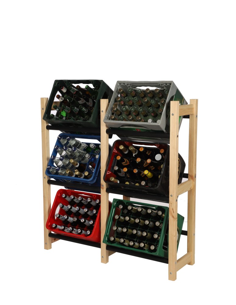 Regały - Regał na Skrzynki Transportowe (6szt) 108X102X32cm Naturalne Drewno/Plastik - product b2b.wamar.biz 6