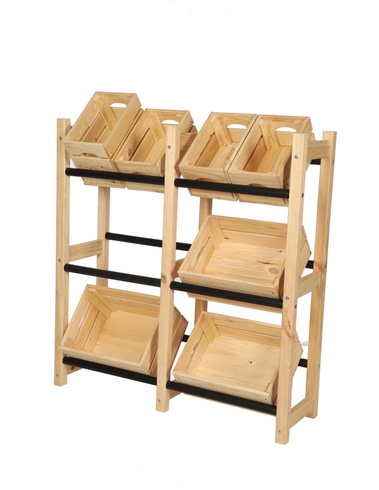 Regały - Regał na Skrzynki Transportowe (6szt) 108X102X32cm Naturalne Drewno/Plastik - product b2b.wamar.biz 7