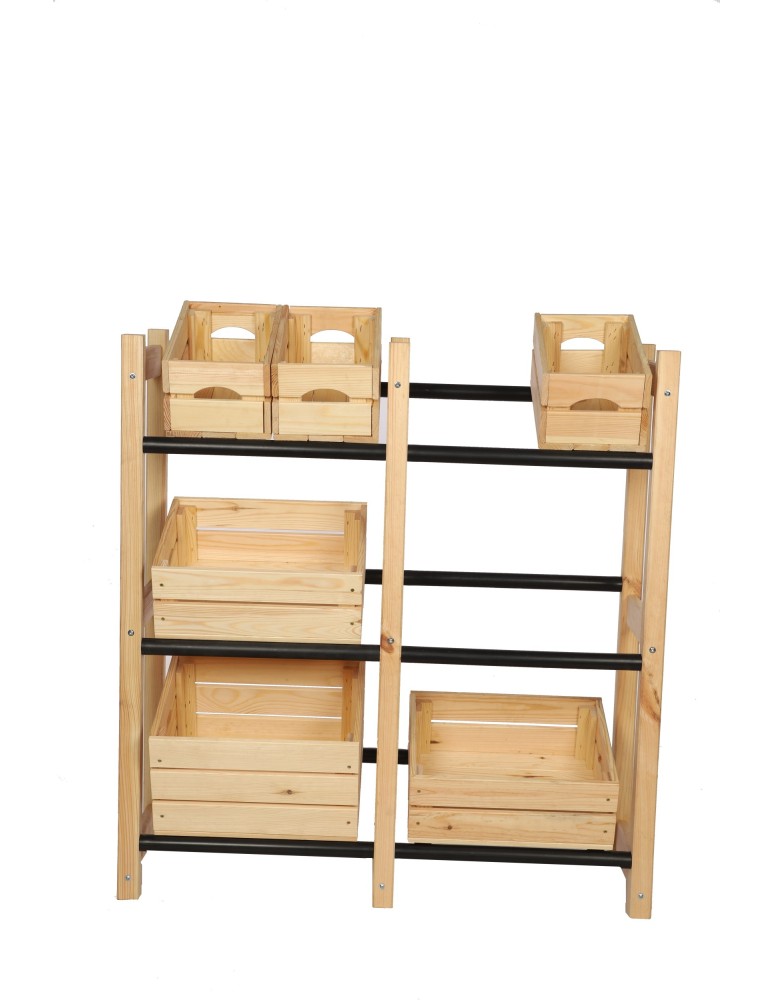 Regały - Regał na Skrzynki Transportowe (6szt) 108X102X32cm Naturalne Drewno/Plastik - product b2b.wamar.biz 9